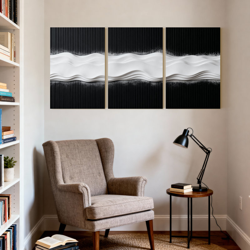 Ensemble de 3 impressions abstraites sur toile, H 18 po x l 36 po