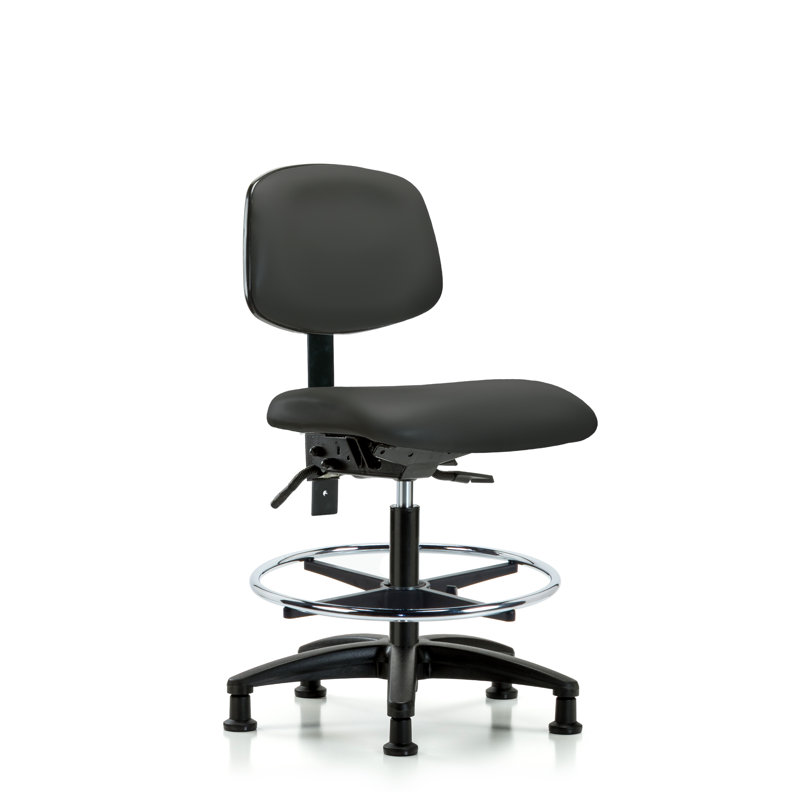 Lucrezia Vinyl Drafting Chair, Charcoal, Glides, Included