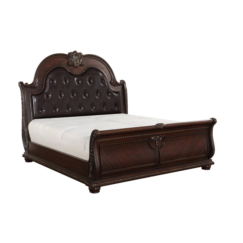 Anndrea Upholstered Sleigh Bed, California King, Brown