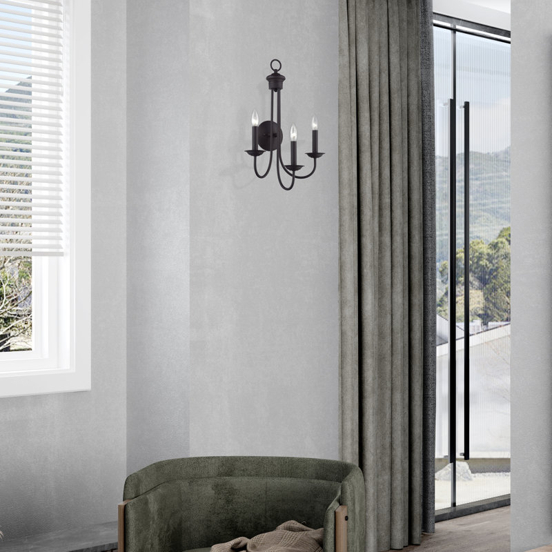 Très grande applique murale noire 3 lumières, Bronze