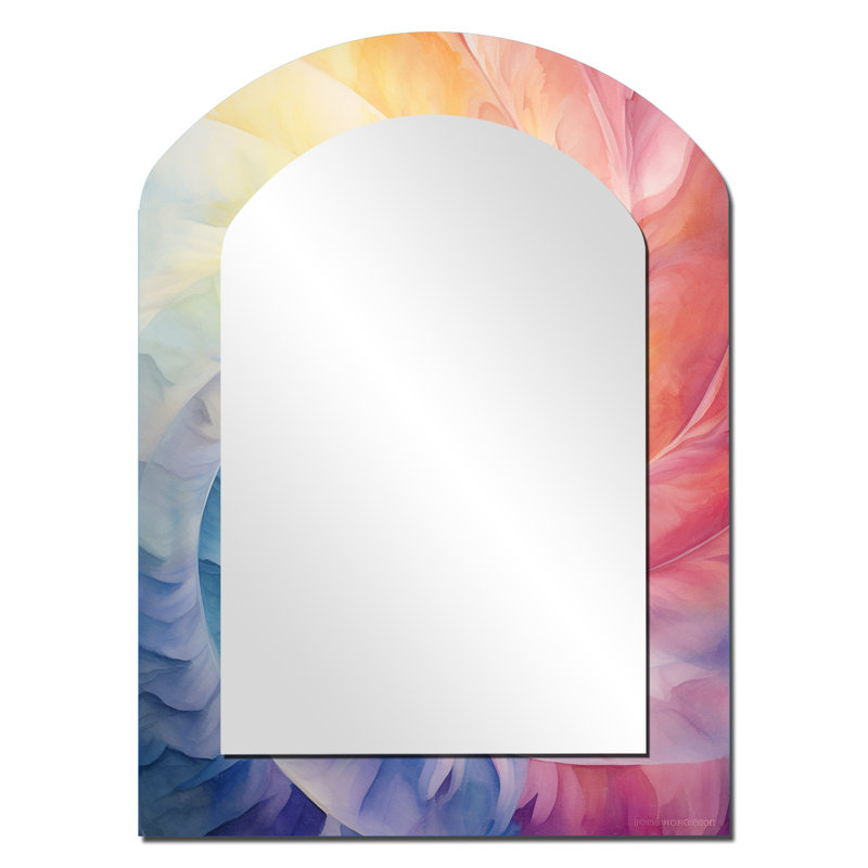 Raimbow Serenade Of Spirals - Abstract Spirals Arch Unique Wall Mirror Decor, Modern, 34 po x 25 po