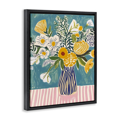 Bouquet on Striped Setting Floating Frame, design by Creative Studio