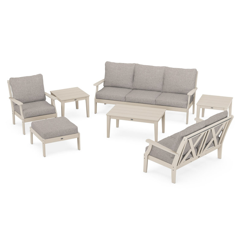 Braxton 7-Piece Deep Seating Set, Sand, Weathered Tweed