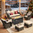 Cracraft 7-Piece Wicker Patio Furniture Set with 54-Inch Fire Pit, All-Weather Outdoor Seating Set, Swivel Rocker Chairs for Backyard, Porch, Poolside, Garden, Deck-352697731