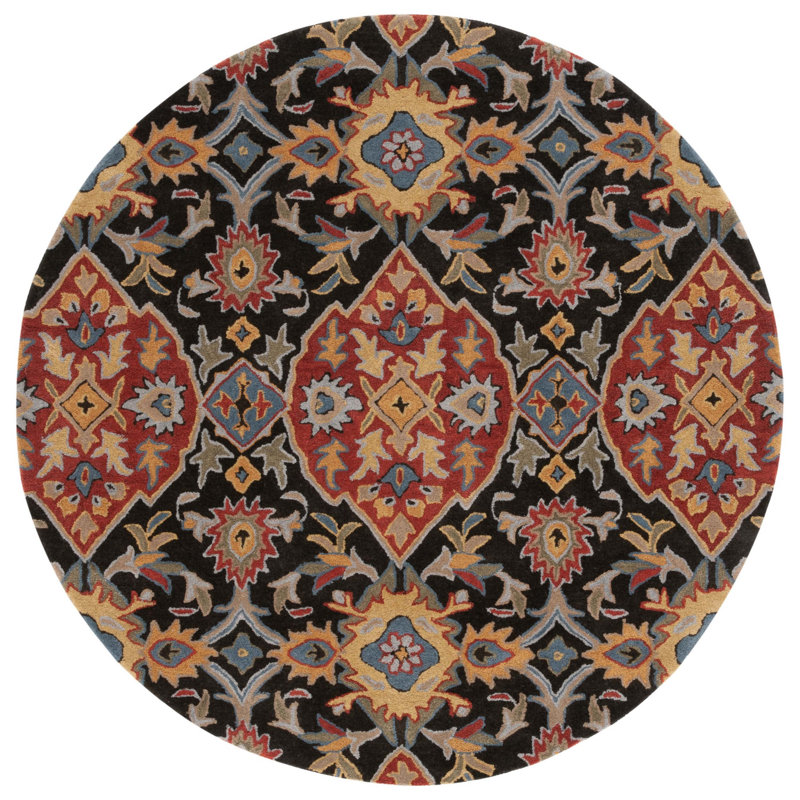 Ayofemi Hand Tufted Wool Floral Rug, Round 6'