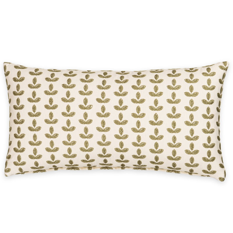 Birch Lane Trillium Throw Pillow Lumbar, Polyester, Green Floral
