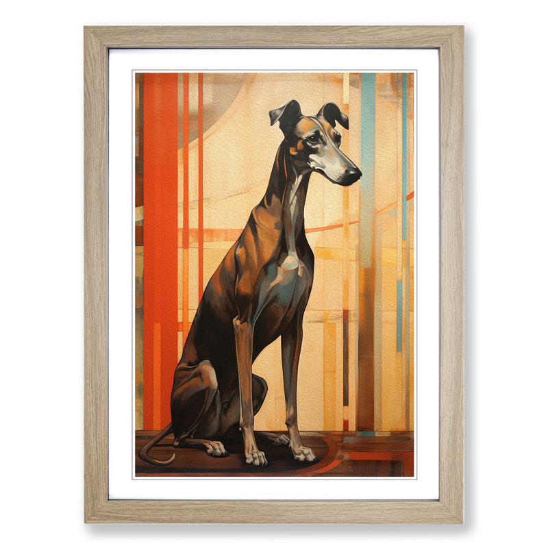Greyhound Art Deco Art - Framed Print