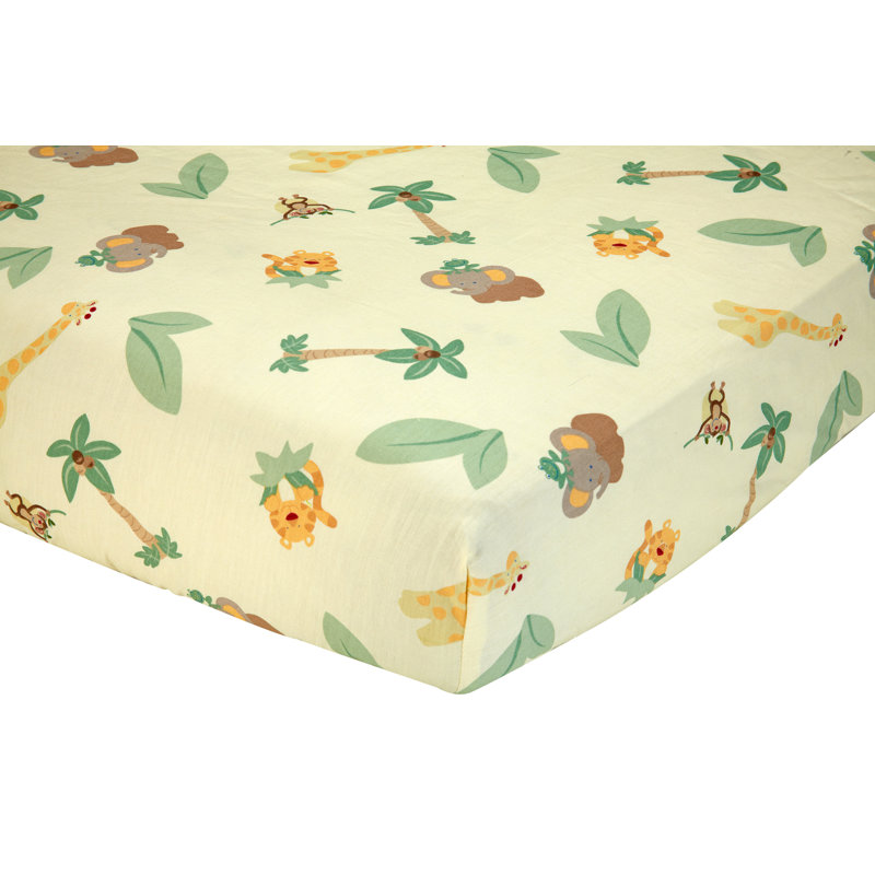 Vikenti Greenguard Gold Certified Animals Floral - Piece Standard Crib Fitted Sheet