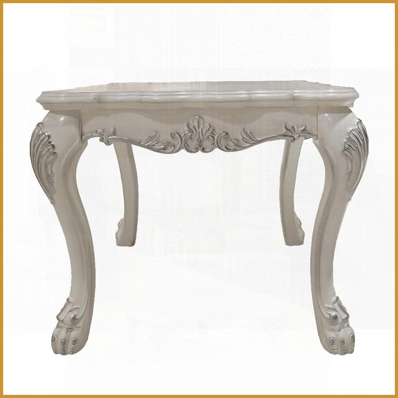 Table basse blanc os avec pieds à griffes surdimensionnés pour le salon, support stable Élégance intemporelle