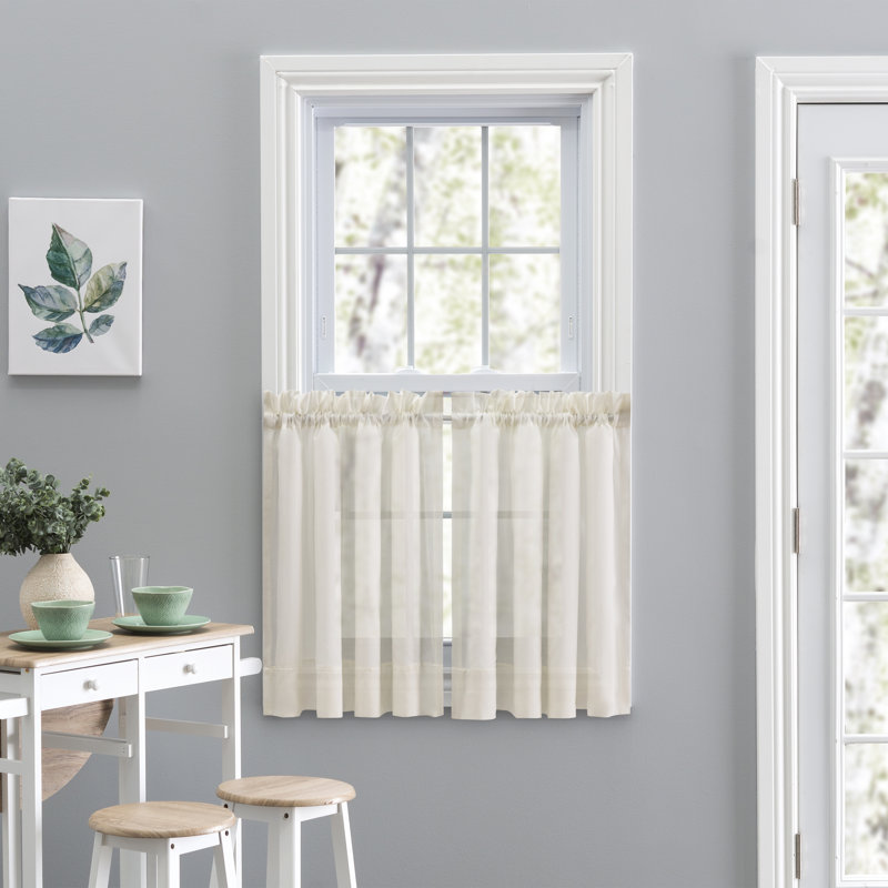 Rasool Tailored 80'' W Kitchen Curtain, Natural, 80" W x 36" L