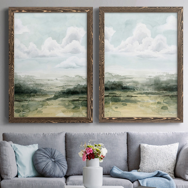 «Valley High Hights I», reproduction de photo sur toile 2 pièces, H 27,5 po x l 75 po x P 1,5 po, Noyer