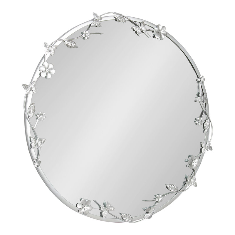 Rosella Round Ornate Wall Mirror, Silver
