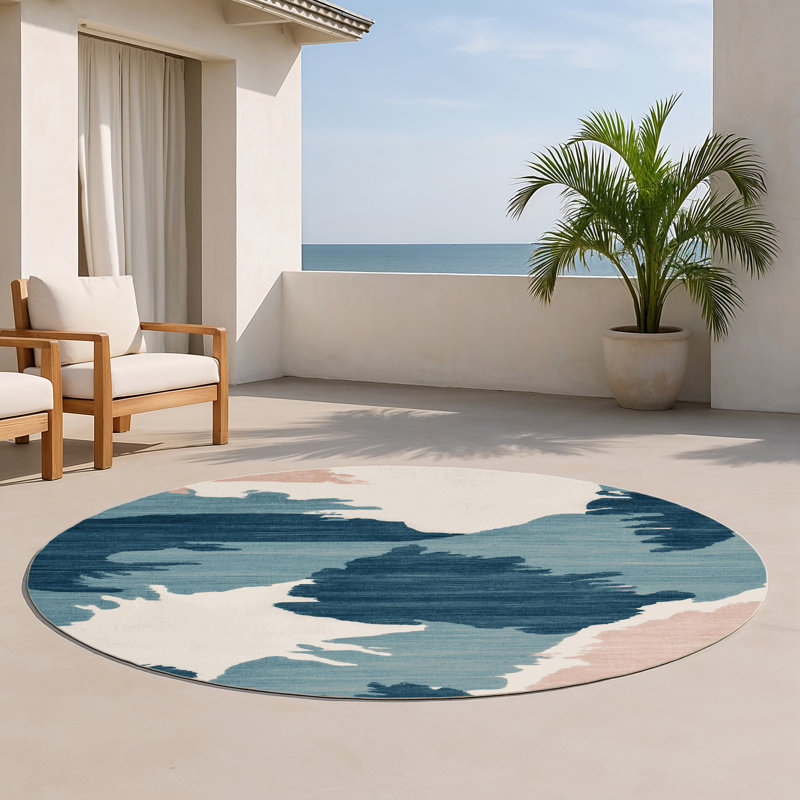 Watercolor Beige Indoor and Outdoor Area Rug, Rectangle 8' x 10'