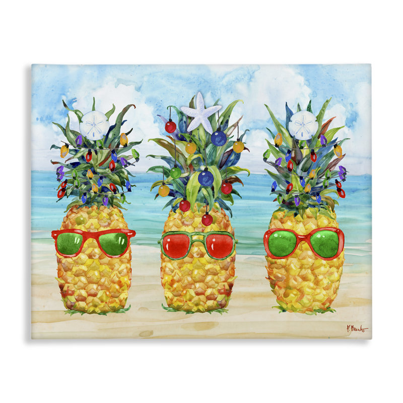 Art mural sur toile, ananas de Noël par Paul Brent, H 24 po x l 30 po