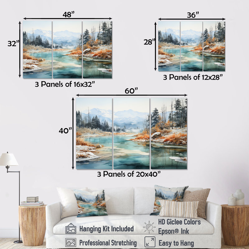 Minimal Geyser In Island I - ensemble d'art mural sur toile Geyser, Toile tendue, H 40 po x l 60 po x P 1 po
