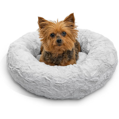 The Original Calming Donut Cat And Dog Bed In Shag Fur Candy Pink, Extra Small 18
