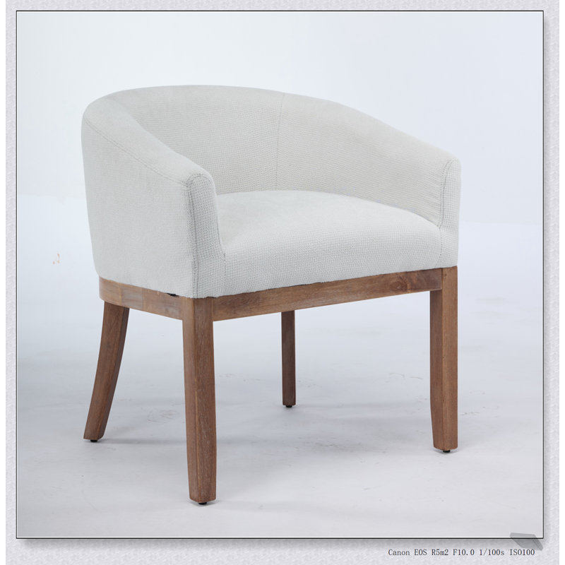 Chaise de salle à manger demi-tonneau Mid-Century, Beige