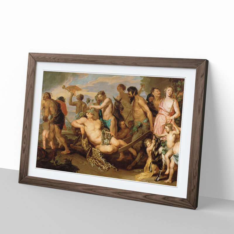 The Triumph of Bacchus by Peter Paul Rubens - Picture Frame Painting on MDF, 27cm H x 36cm W x 2cm D, Walnut Framed