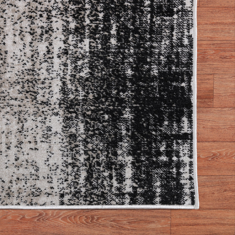 Machine Washable Nash Charcoal/Ivory Rug, Rectangle 10' x 14'
