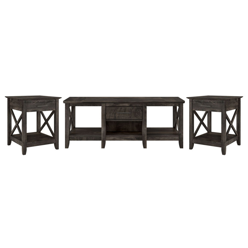 Ensemble de tables basses 3 pièces Huckins, Hickory gris foncé