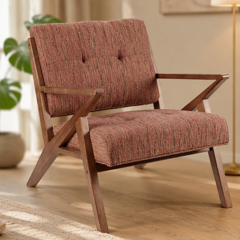 Charmante chaise longue moderne de style Mid-Century pour des espaces de vie élégants, Orange Polyester