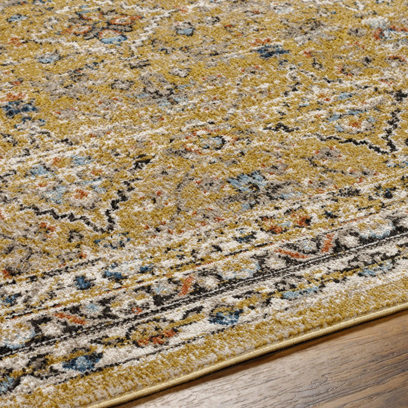 Pertek Lotte Traditional Yellow Area Rug, Runner 2'7" x 7'3"