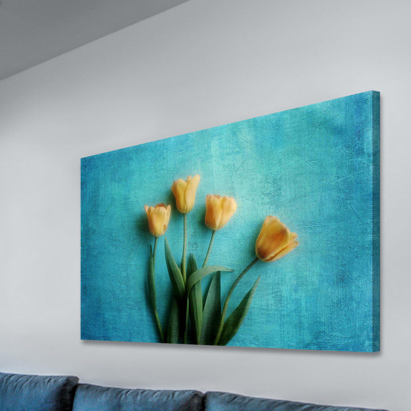 Yellow Tulips by Sylvia Cook - Wrapped Canvas Print, 51cm H x 76cm W x 4cm D