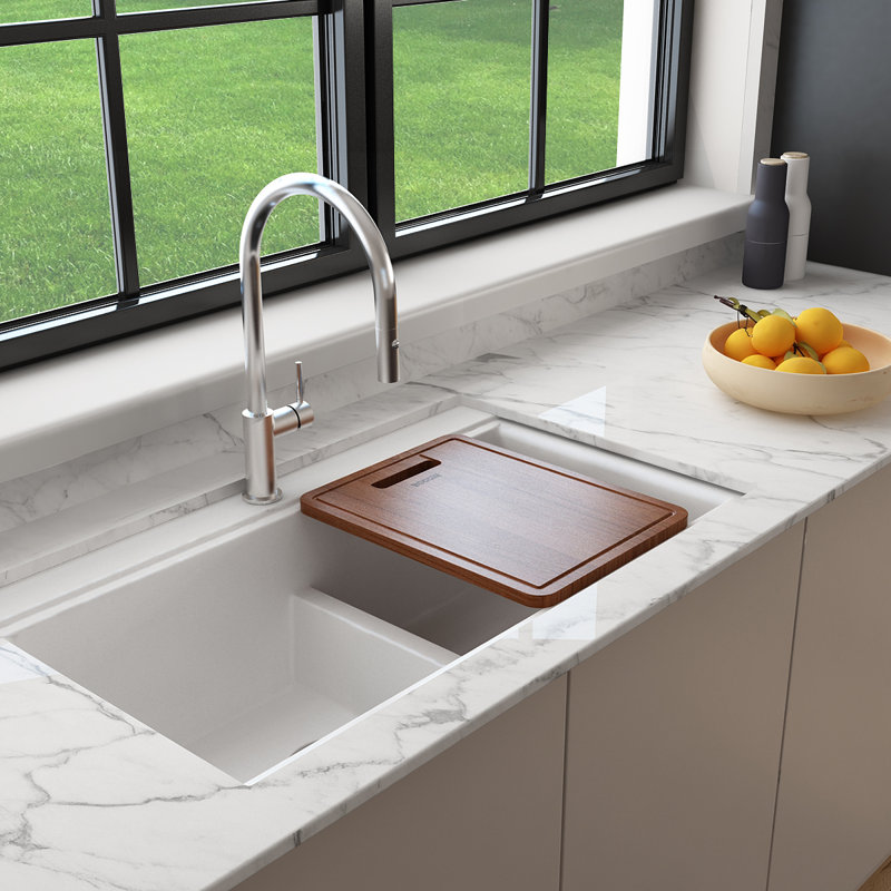 Baveno Lux 33.86'' L Undermount Double Bowl Granite Kitchen Sink