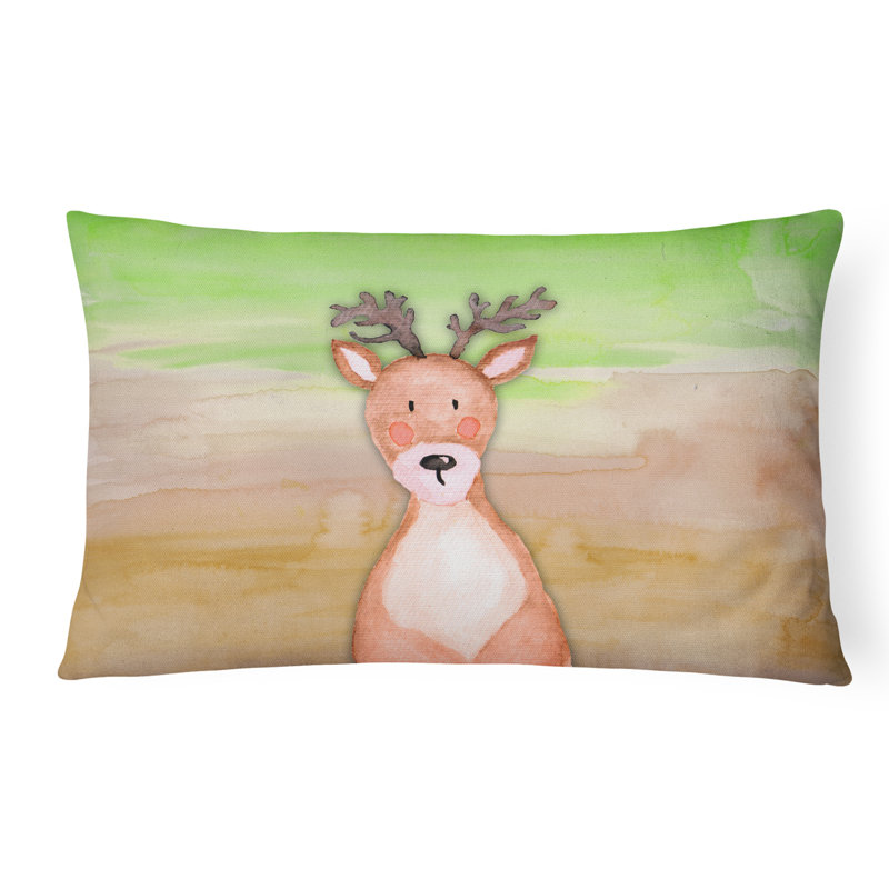  Deer Watercolor Lumbar Pillow
