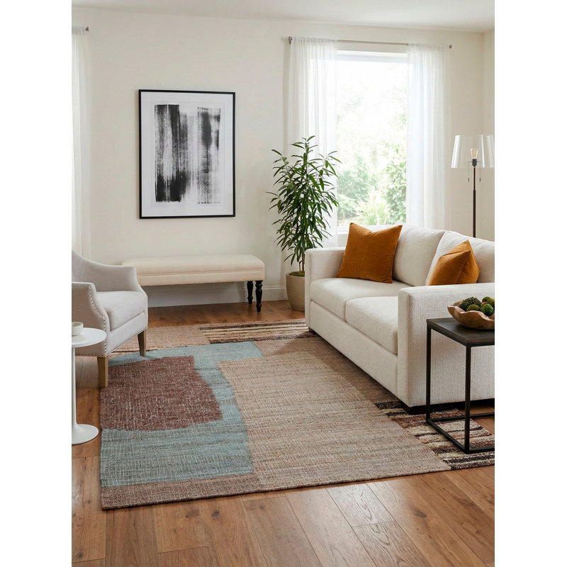 Aquila Abstract Area Rug in Natural Brown, Rectangle 10' x 14'