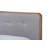 Artesha Mid-Century Modern Light Grey Fabric Upholstered And Ash Walnut Finished Wood King Size Platform Bed-671352809-769695770