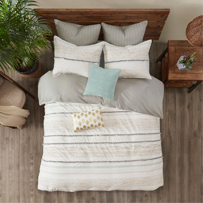 Ensemble de housse de couette en coton imprimé avec garnitures