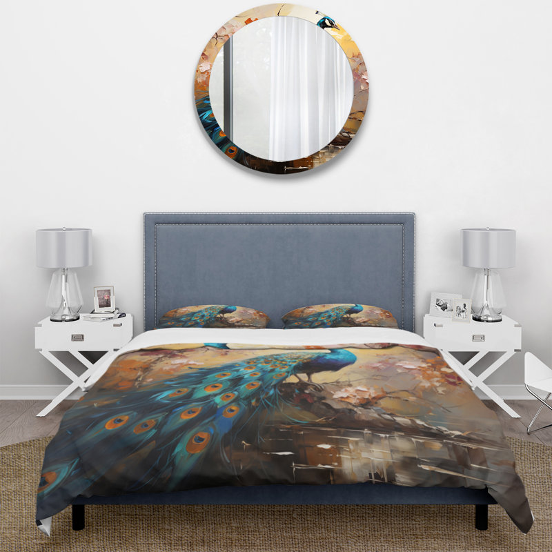 Ensemble de housse de couette en microfibre / polyester Peacock Expressionist Portrait III Bedding