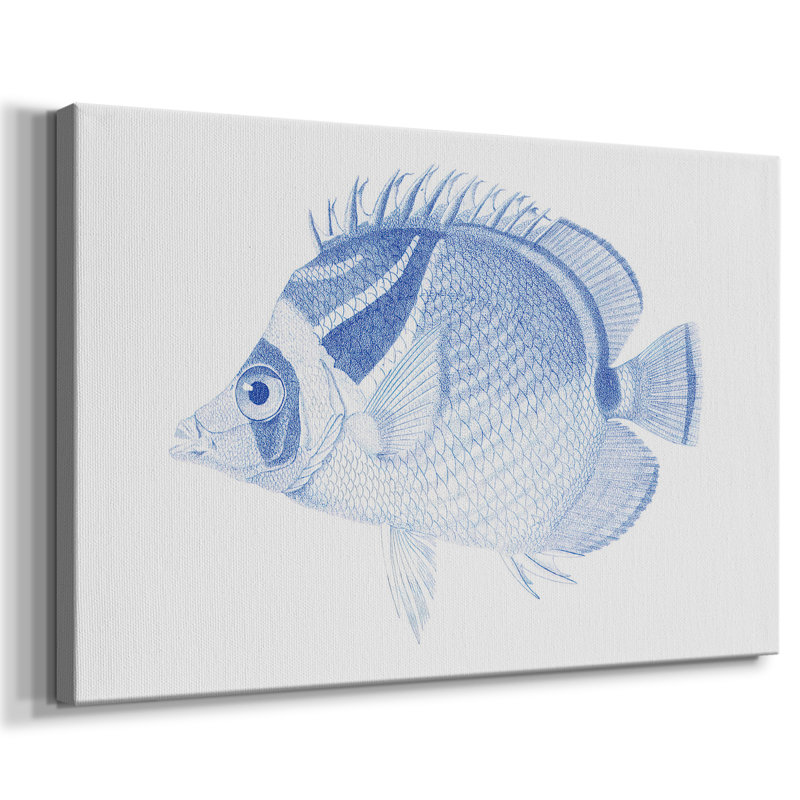 Poisson tropical bleu et blanc IV - Cavas enveloppés de galerie, 40 x 60