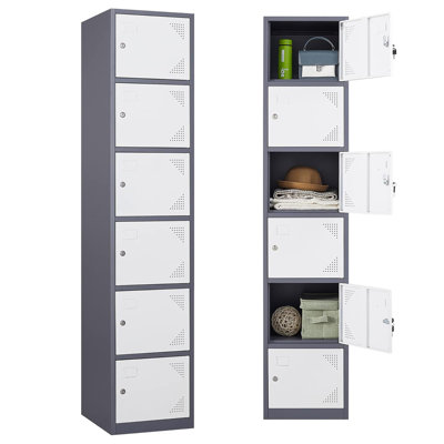 71" Steel Storage Cabinet 6 Lockable Doors