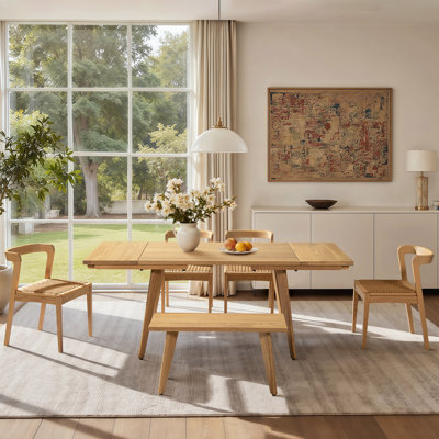 Capri Solid Oak Wood 6-Piece Extendable Leaf Dining Set