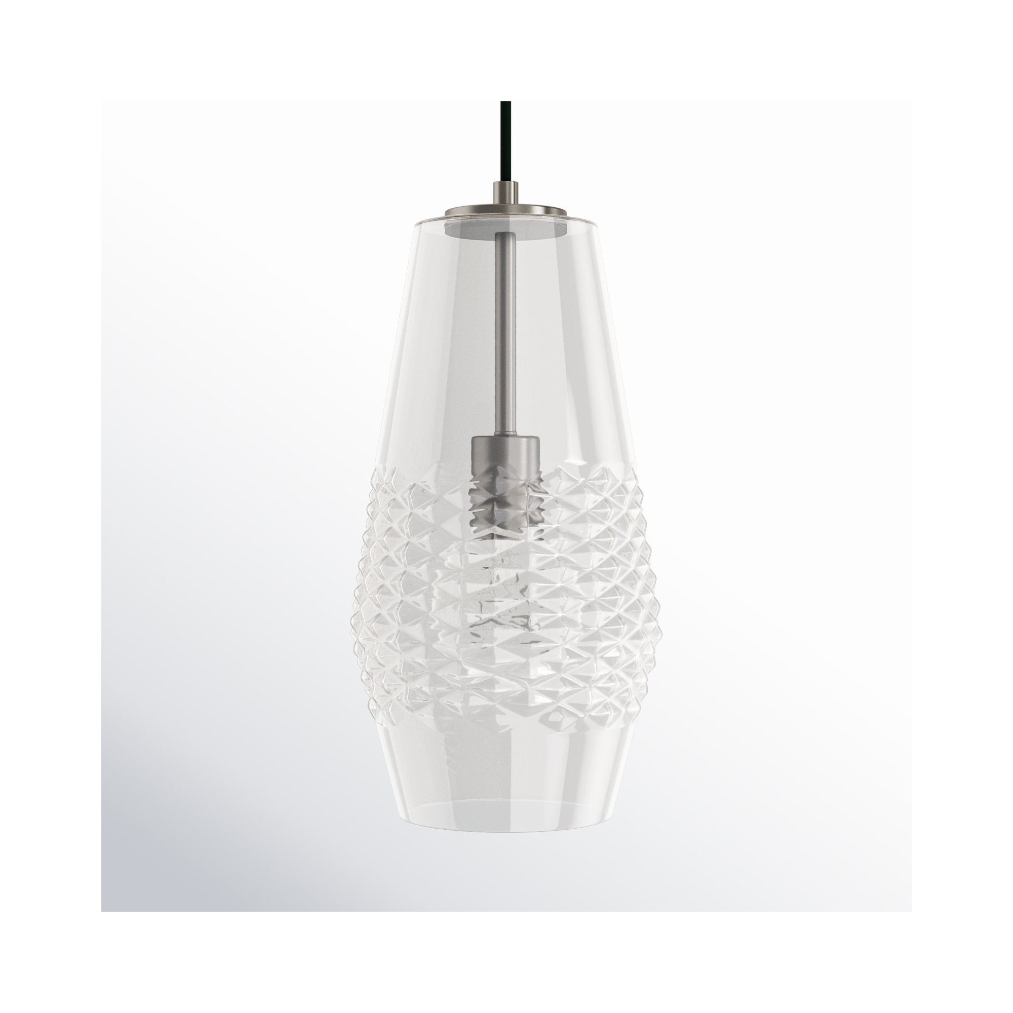 Single Light Glass Dimmable Pendant, Brushed Nickel