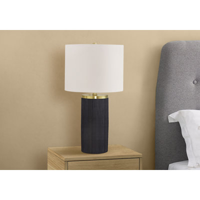 Lighting, 24 po, lampe de table, béton, abat-jour ivoire / crème, moderne