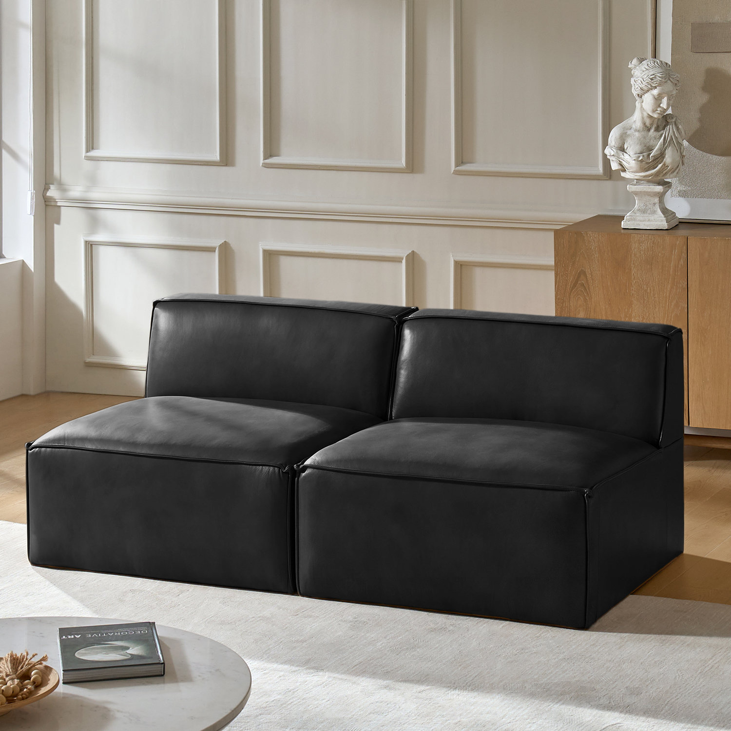 Wade Logan® Avreen Henriqueta Genuine Leather Armless Modular Sofa ...