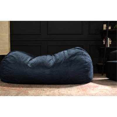 Fauteuil à billes cylindrique traditionnel en suède bleu de 8 pieds - Design moderne pour se détendre. Housse amovible avec fermeture à glissière sécurisée. Mousse remplie de douceur. 85,08 de profondeur, 50,55 de largeur, 29,58 de hauteur, 78,14 lb de poids.