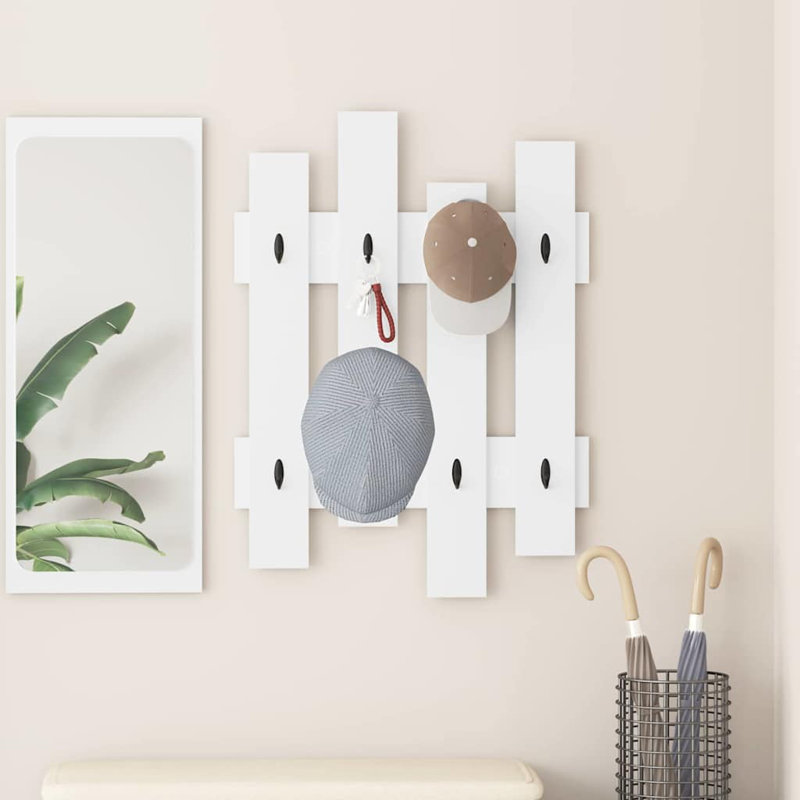 Wall-Mounted Coat Rack Wall-Mounted 60 X 3 X 82 Cm, White