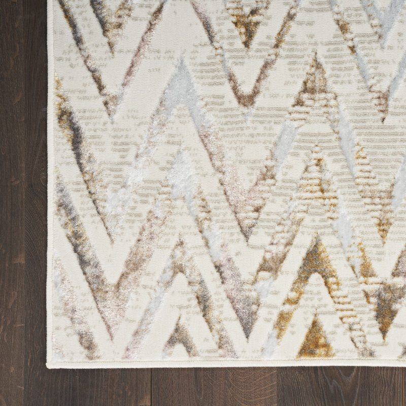 Glitz  Chevron Multicolor Area Rug, Rectangle 5'3" x 7'3"