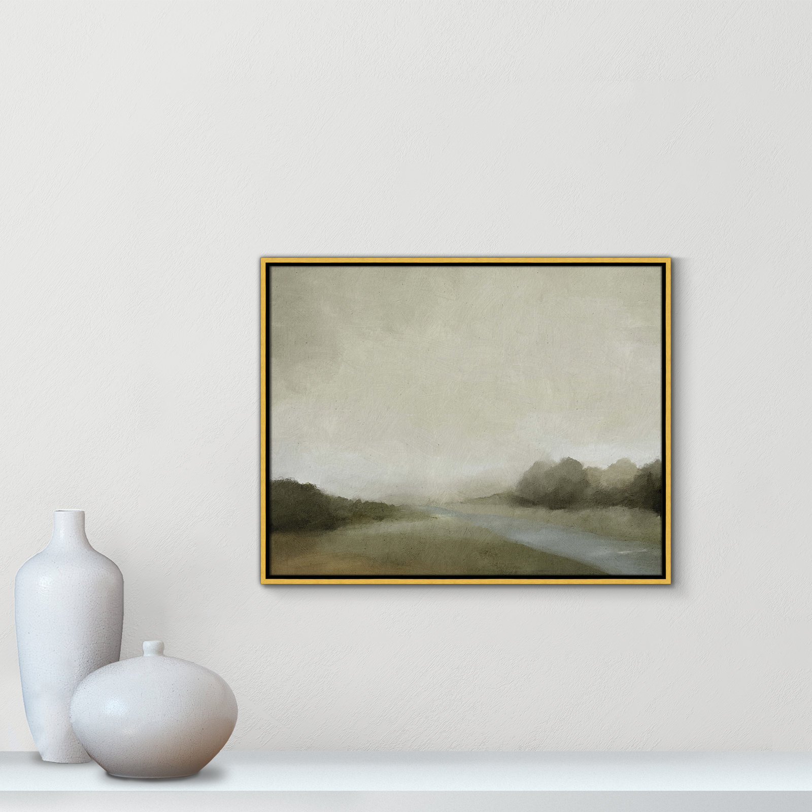 Vanora "Lovers Creek" Painting, 23.5" H x 29.5" W, Gold