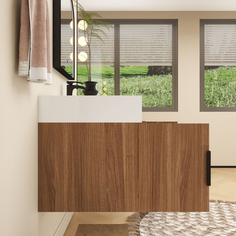 Meuble-lavabo mural simple 42 po, Bois