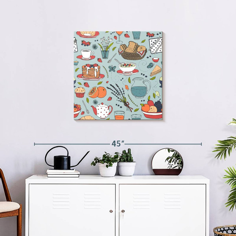 Breakfast Food Pattern, 24" H x 24" W