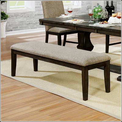 Transitional 1pc BENCH Only Espresso Warm  Nail heads Solid wood Fabric Upholstered Padded Seat Kitchen Rustic Dining Room Furniture