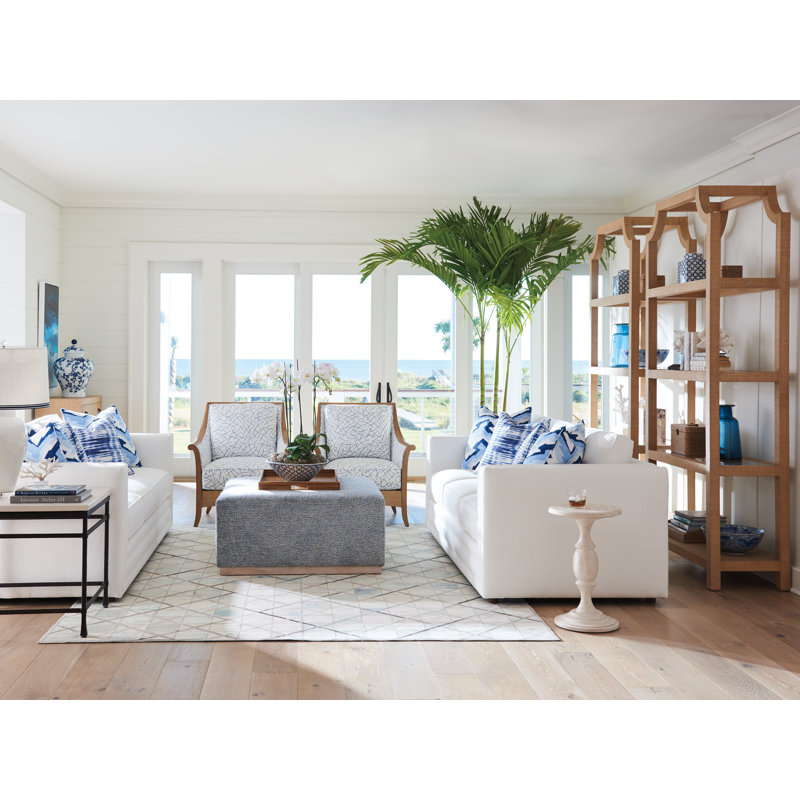 42"W x 18"D x 92"H  4-Tier Beachcomber Raffia Etagere