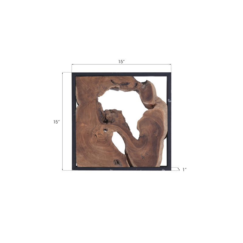 Framed Teak Tile Wall Décor