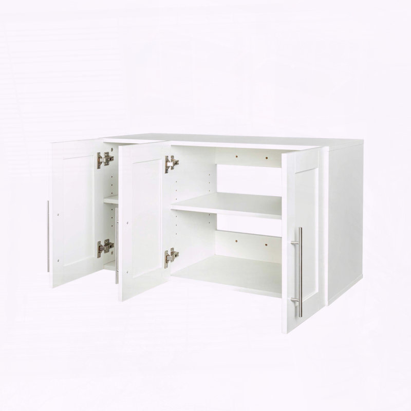 Stackable Wall‑Mounted Storage Cabinet with Adjustable Shelves – 35.43" W x 19.69" H, White