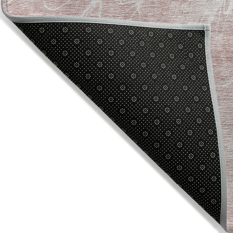 Tapis d'extérieur lavable abstrait rosé 10 pi x 14 pi rose et ivoire